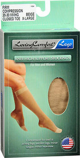 Loving Comfort Support Knee High Stockings Firm Compression Beige X-Large