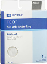 T.E.D. Anti-Embolism Stockings Knee Length Closed Toe White Medium Regular - 1 pair