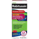 Robitussin Severe Multi-Symptom Cough Cold + Flu Nighttime Liquid - 4 oz