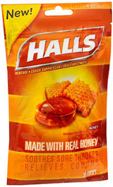 Halls Cough Suppressant/Oral Anesthetic Drops Honey - 30 ct