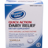 Premier Value Dairy Relief Quick Action Chew. Vanilla - 32ct