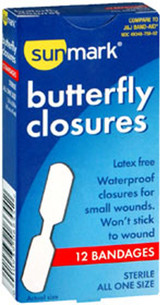Sunmark Waterproof Butterfly Closures - 12ct