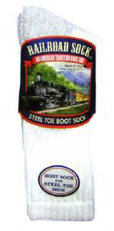Men's Steel Toe Boot Socksize 6-12.5 White/Grey, White/Grey, 6-12.5 - 1 Pkg