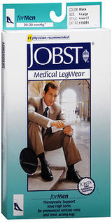 Jobst Medical LegWear For Men Knee High 20-30 mmHg Black X-Large Close-Toe #115091