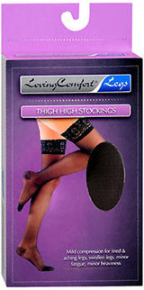 Loving Comfort Thigh High Stockings, Moderate, Black, Extra Large - 1 pr