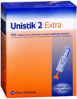 Unistik 2, Extra Capillary Blood Sampling Devices - 100 single-use devices