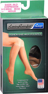 Loving Comfort Fashion Knee High Stockings Sheer, Mild, Beige, Medium - 1 pr
