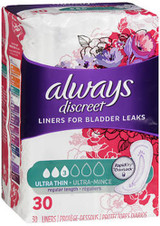 Always Discreet Bladder Protection Ultra Thin Liners Regular Length - 3pks of 30