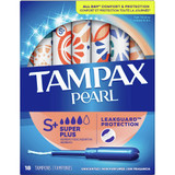 Tampax Pearl Tampons, Plastic Applicator, Super Plus Absorbency, Unscented - 18 ea.