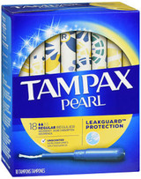 Tampax Pearl Tampons, Plastic Applicator, Regular Absorbency - 18 ct