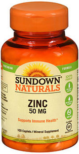 Sundown Naturals Zinc 50 mg Caplets - 100 ct