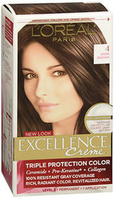 L'Oreal Excellence Non-Drip Creme Triple Protection Color Dark Brown Natural 4