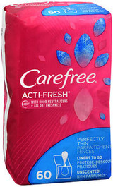 Carefree Acti-Fresh Body Shape Pantiliners Thin To Go Unscented - 60 Liners