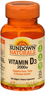 Sundown Naturals Super Potency D3 Vitamin D 2000 IU Softgels - 120 ct