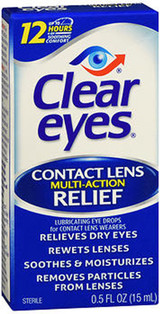 Clear Eyes Contact Lens Multi-Action Relief Eye Drops - 0.5 oz