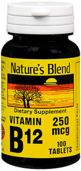 Nature's Blend Vitamin B12 250 mcg Tablets - 100 ct