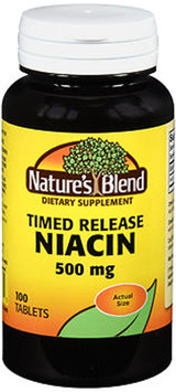 Nature's Blend Niacin 500 mg Tablets Timed Release - 100 Tablets