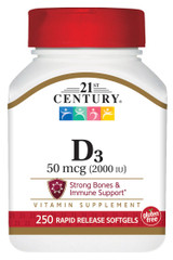 21st Century D3-2000 IU Softgels  250 ct