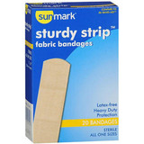 Sunmark Sturdy Strip Fabric Bandages All One Size - 20 ct
