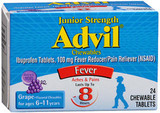 Advil Fever Reducer/Pain Reliever Chewable Tablets Junior Strength Grape Flavored - 24 ct