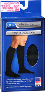 QCS Men's Medical Socks Mild Black Medium/Large - 1 pair