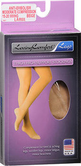 Loving Legs Anti-Embolism Support Thigh High Stockings Moderate Compression Large Beige -1 pair