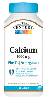 21st Century Calcium 1000 + D3 Supplement Tablets  - 90 ct