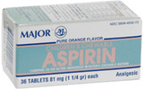 Major Children's Chewable Aspirin 81mg - 36 Tablets
