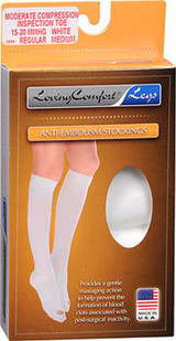 Loving Anti-Embolism Stockings Moderate Regular Medium White Inspection Toe Medium  - 1 pair