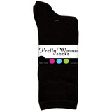 Ladies Flat Knit Crew Sock, Black - 1 Pkg