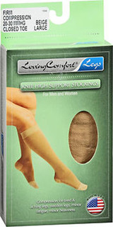 Loving Comfort Support Knee High Stockings Firm Compression Beige Large- 1 pair
