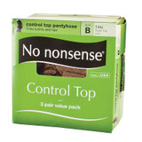 Control Top Panty Hose, Tan, B - 1 Box