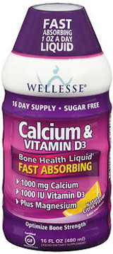 Wellesse Calcium & Vitamin D Liquid Natural Citrus Flavor - 16 oz