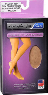 Loving Comfort Thigh High Support Stockings Firm Medium Beige - 1 pair