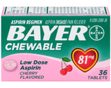 Bayer Chewable Low Dose 'Baby' Aspirin 81 mg Tablets Cherry - 36 ct