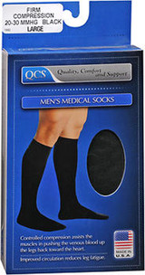 QCS Men's Medical Legwear Socks Firm, Black Large - 1 pr