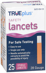 TRUEplus Safety Lancets 28 Gauge - 25 ct