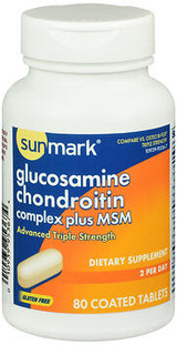 Sunmark Glucosamine Chondroitin Complex plus MSM Advanced Triple Strength Coated Tablets - 80 ct