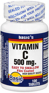Basic Vitamins Vitamin C 500 mg Tablets - 100 ct