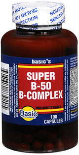 Basic Vitamins Super B-50 B-Complex Capsules - 100 ct