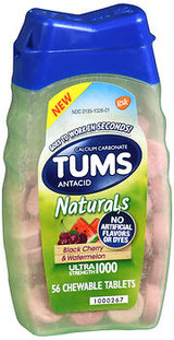 Tums Antacid Naturals Chewable Tablets Black Cherry and Watermelon - 56 ct