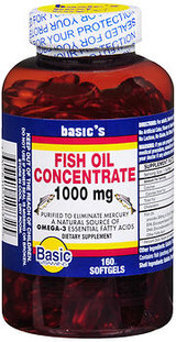 Basic Vitamins Fish Oil Concentrate 1000 mg Softgels - 160 ct