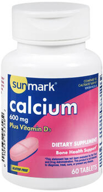 Sunmark Calcium 600 mg plus Vitamin D3 Tablets - 60 Tablets