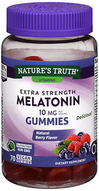 Nature's Truth Extra Strength Melatonin 10 mg Vegan Gummies Natural Berry Flavor - 70 ct