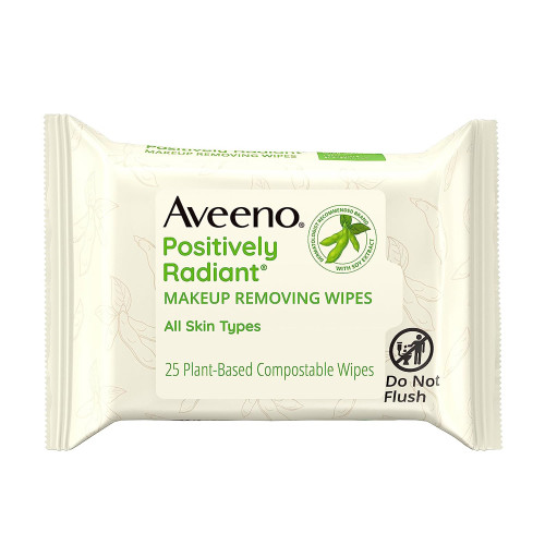 Aveeno Active Naturals Positively Radiant Makeup Removing Wipes - 25 ct