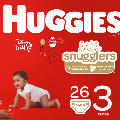 Huggies Little Snugglers Diapers, Size 3 - 4 packs of 26