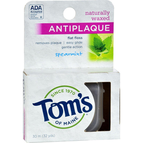 Tom's of Maine Naturally Waxed Antiplaque Flast Floss, Spearmint, 32yds - 1 ct