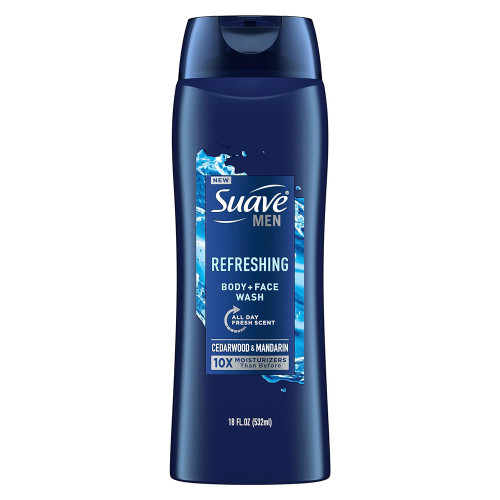 Suave Men Refreshing Body + Face wash, Cedarwood & Mandarin - 18 oz