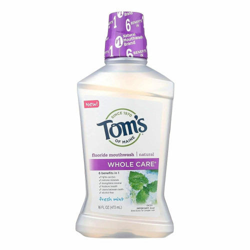 Tom's of Maine Whole care Natural Fluoride Anticavity Mouthwash, Fresh Mint - 16 oz