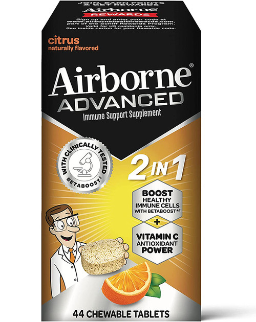 Airborne Advanced Immune Support Supplement Chewable Tablets Citrus - 44 ct